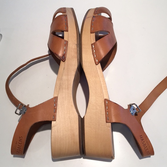 Swedish Hasbeens Suzanne Leather Wooden Sandals 41 - Picture 9 of 9